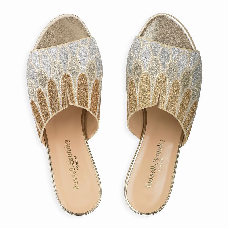 Russell And Bromley Feathers Mules Dame Guld | FEP4435RM