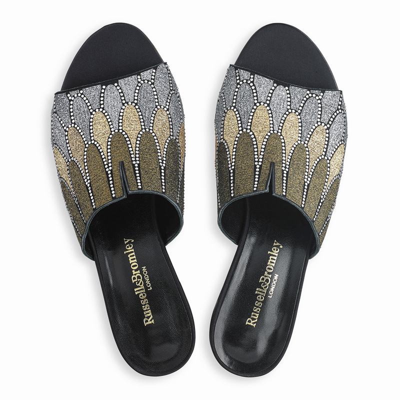 Russell And Bromley Feathers Mules Dame Metallic | JTU3496FY