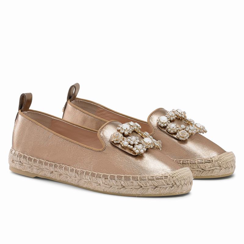 Russell And Bromley Pocketfull Espadrillos Dame Metallic | DHQ6043NJ