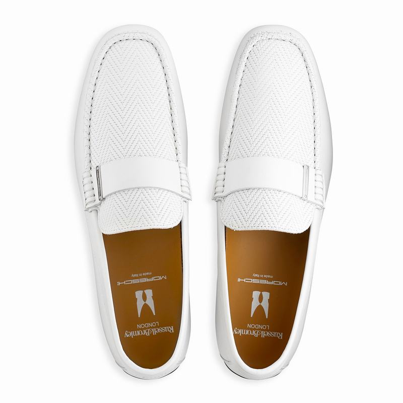 Russell And Bromley Yoga Mokkasiner Herre Hvide | SBP8188XA